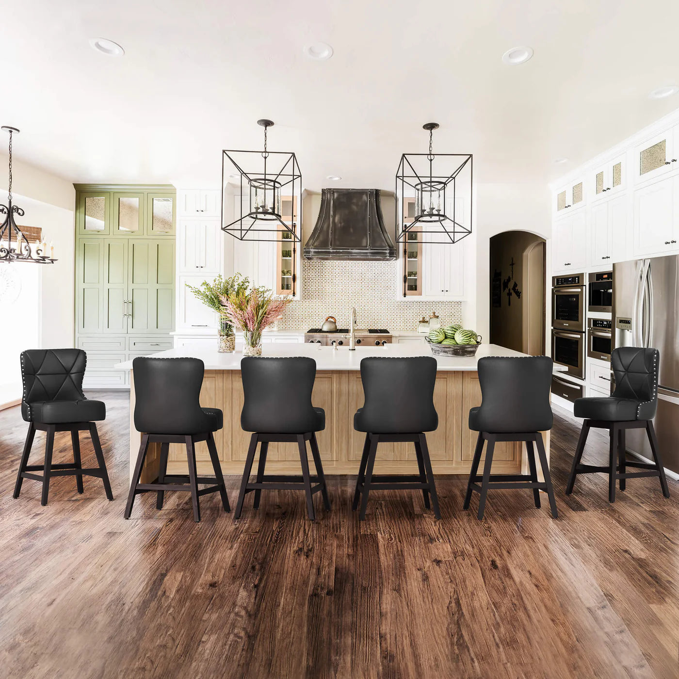 Rotating Counter Stool with Decorative Nailhead Trim