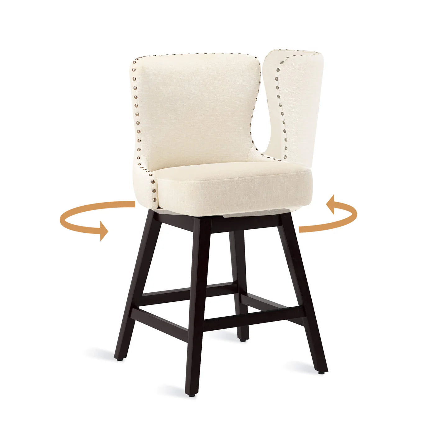 Rotating Counter Stool with Decorative Nailhead Trim