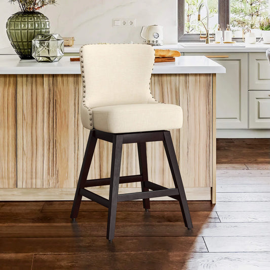Rotating Counter Stool with Decorative Nailhead Trim