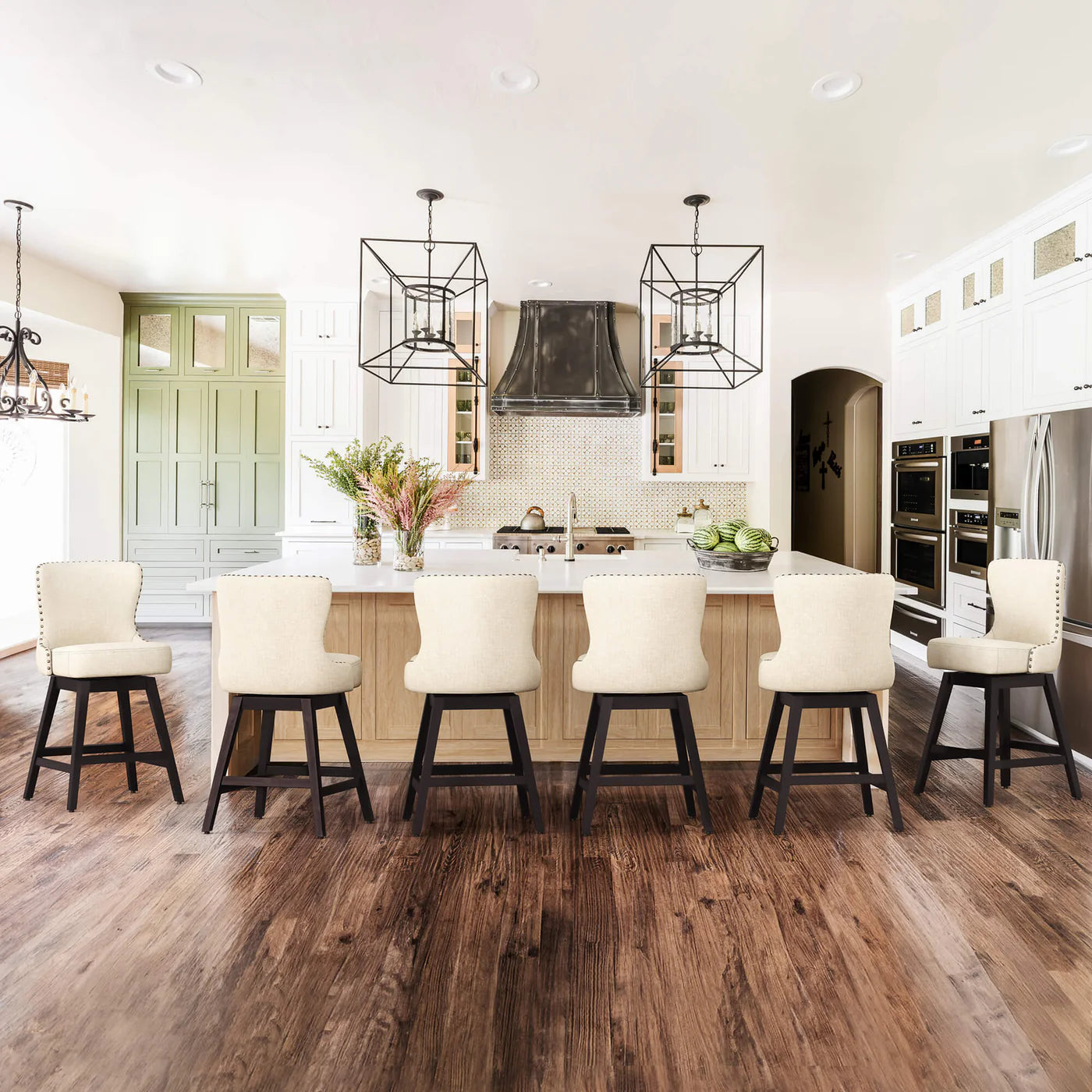 Rotating Counter Stool with Decorative Nailhead Trim