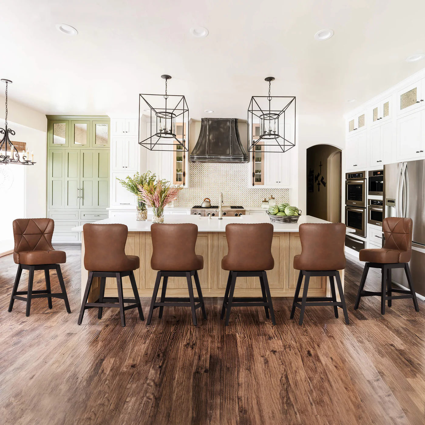 Rotating Counter Stool with Decorative Nailhead Trim